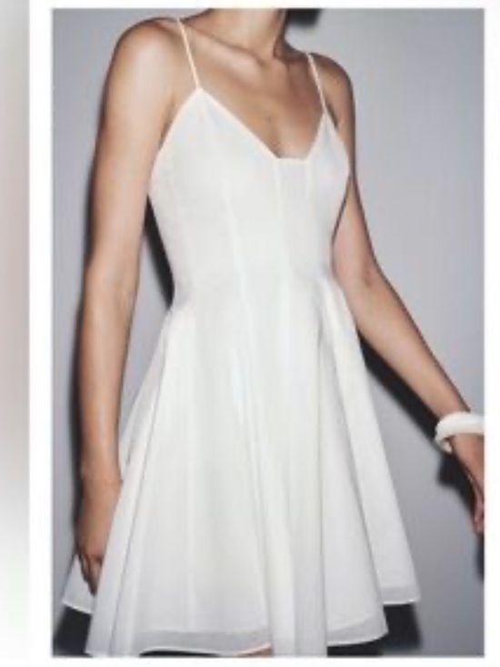 Zara Dresses & Skirts - Zara White Spaghetti-Strap Linen sweetheart Dress